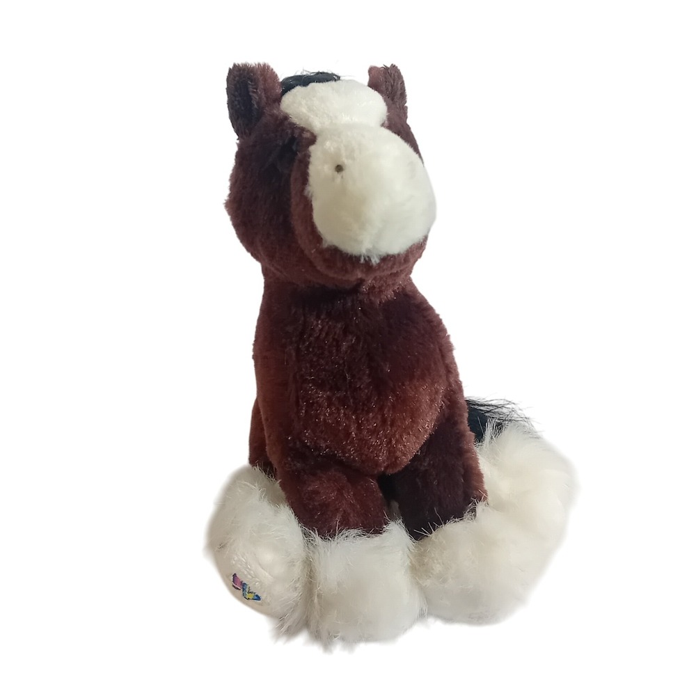 Y2K Ganz Webkinz Clydesdale Horse Plushie Stuffed Animal Toy Mane Tail NO CODE